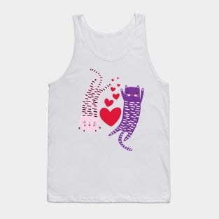 Cute Kittens Red Hearts Kitty Cat Lovers Valentines Day Tank Top